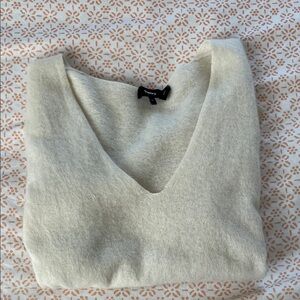 Theory Soft Cream V-Neck Sweater